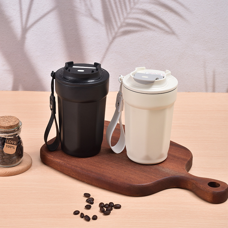 Wholesale of cross-border 316 stainless steel cola and coffee cups, vacuum simple lifting rope portable cups, car portable insulated cups Specification drawing