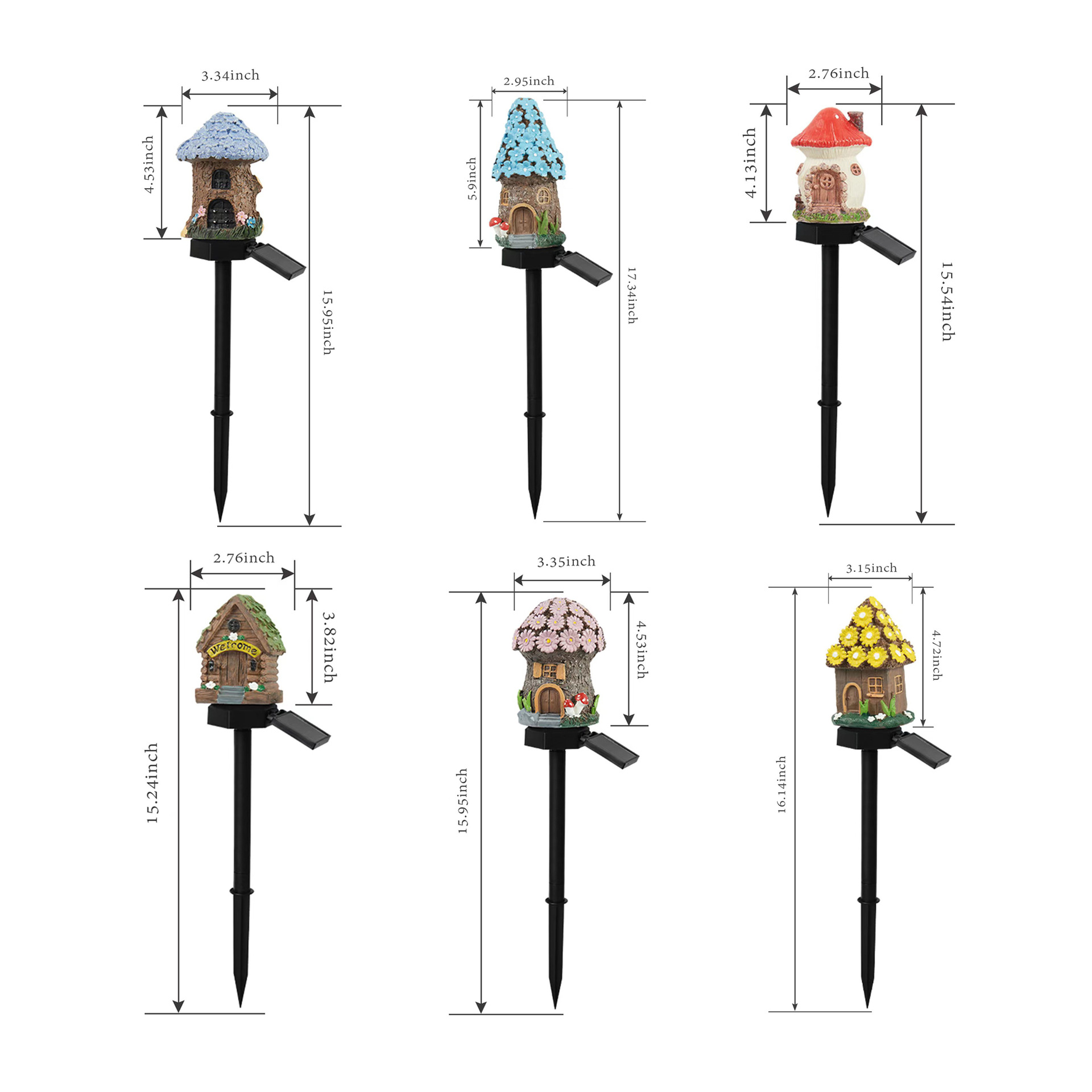 Solar resin cartoon house, villa, ground insert light, courtyard decoration, lawn landscape light, outdoor LED rainproof light D Item Picture