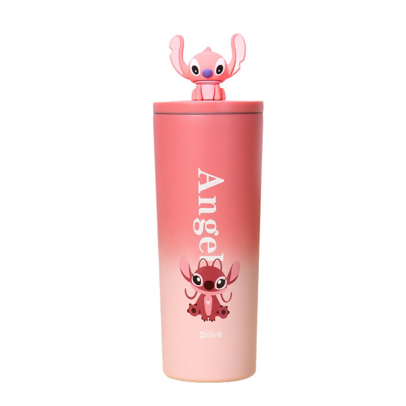 Foreign trade Stitch co-branded cartoon large-capacity simple insulated cup, high appearance level coffee cup, portable car straw cup Item Picture