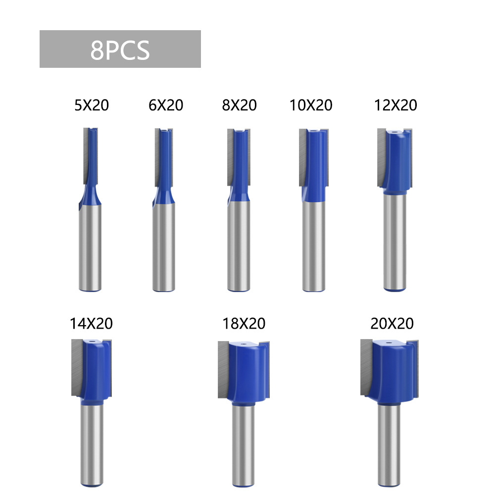 8mm handle extended straight knife woodworking slotting straight knife, double-edge straight knife slotting milling cutter, woodworking milling cutter Specification drawing