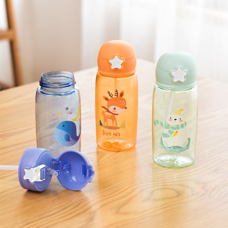 Cute straw cup, star-carrying plastic cup, light luxury and high-end feel, children's water cup, women's sports cup gift Application Scenario