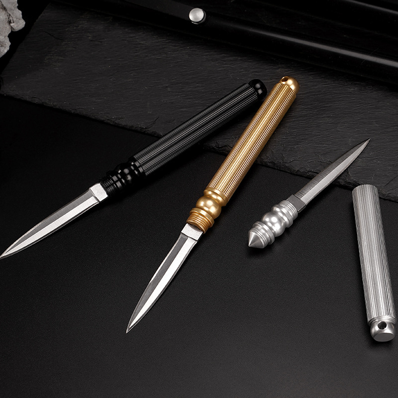 Outdoor multi-functional tube knife, self-defense mini folding knife, portable window-breaking tool, engraving knife, multi-functional fruit knife details Picture
