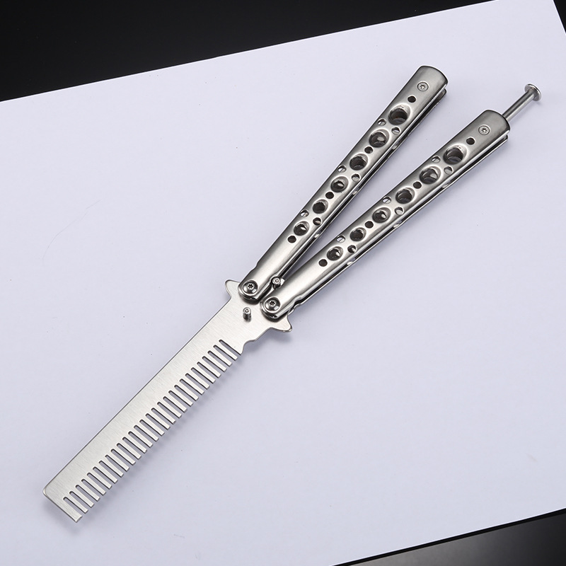 Factory wholesale butterfly knives, combs, folding practice knives, new hand-swinging game toys, cross-border bestsellers, unsharpened Specification drawing