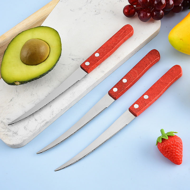 In stock: wood-handled steak knives, household kitchen knives, fruit knives, small knives, and wood-handled steak knives Application Scenario