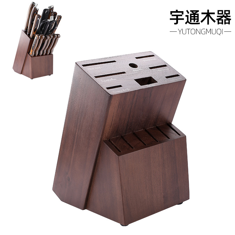 Cross-border manufacturer has 15 sets of solid wood knife holders, kitchen knife multi-functional storage racks, knife racks and kitchen knife racks in stock details Picture