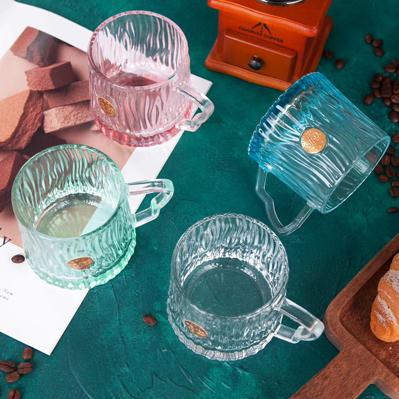 Summer new products: High appearance level office water cup, corrugated glass cup, large-capacity transparent water cup details Picture