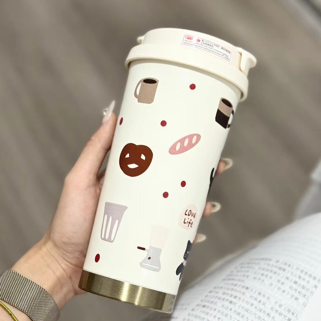 316 stainless steel double-drinking straw insulated cup, portable coffee cup, household car portable cup Specification drawing