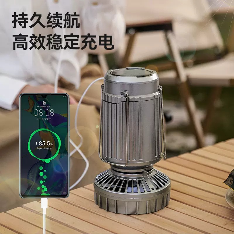 Outdoor solar electric fan lamp, camping lamp, portable stretch switch, camping lamp, lithium battery horse lamp manufacturer wholesale details Picture