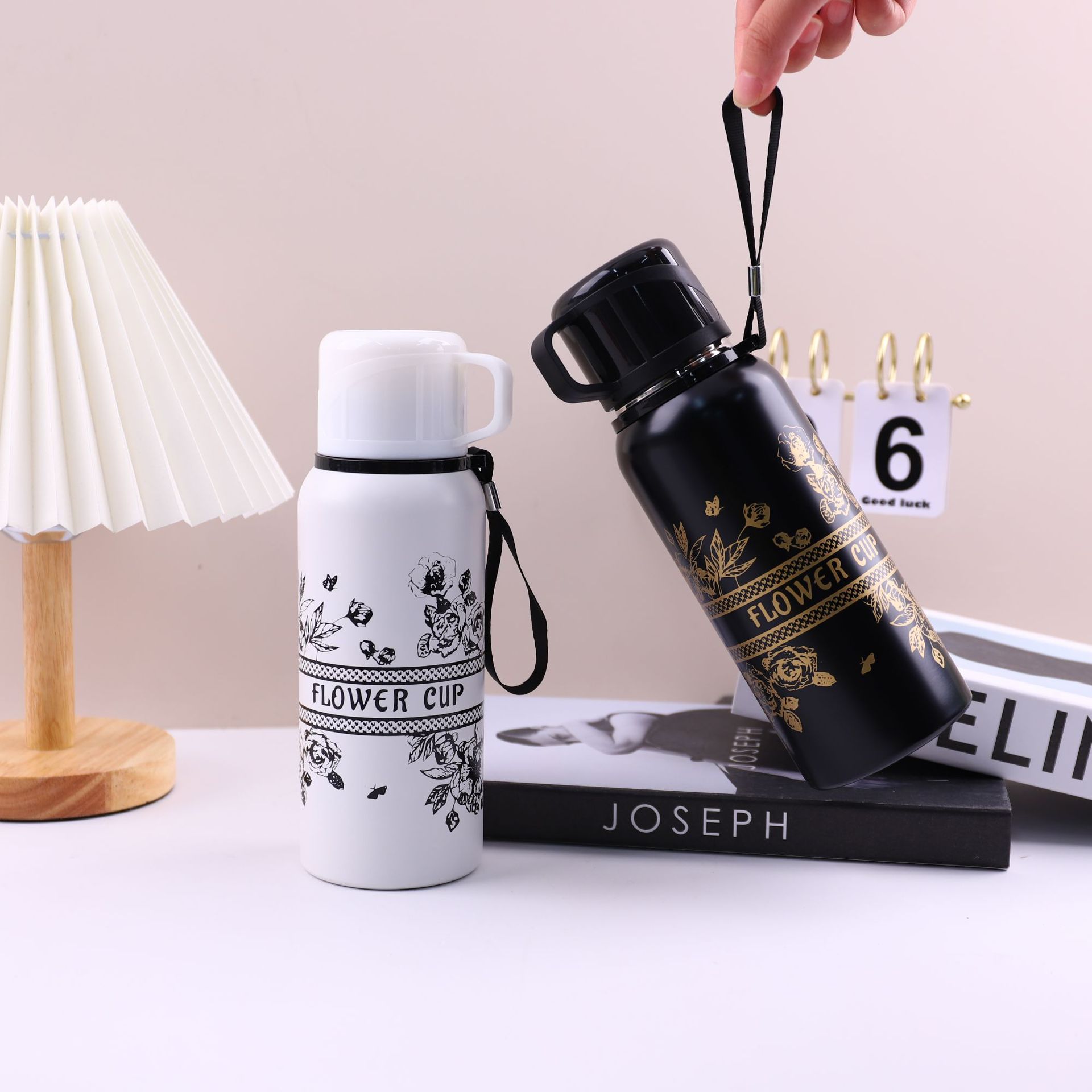 Thermos cup, 304 stainless steel water cup, gardenia flower gradient pea travel cup, home bouncing cup, student direct drinking cup Application Scenario