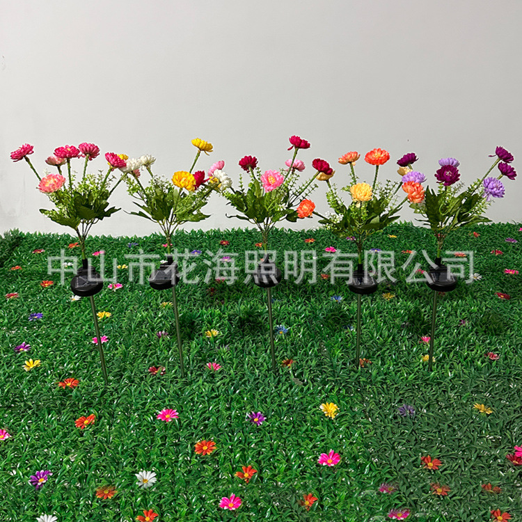 Solar-powered snow lotus flower lanterns, outdoor courtyard garden decoration, lawn ground insert lights, LED simulation snow lotus flower lanterns Specification drawing