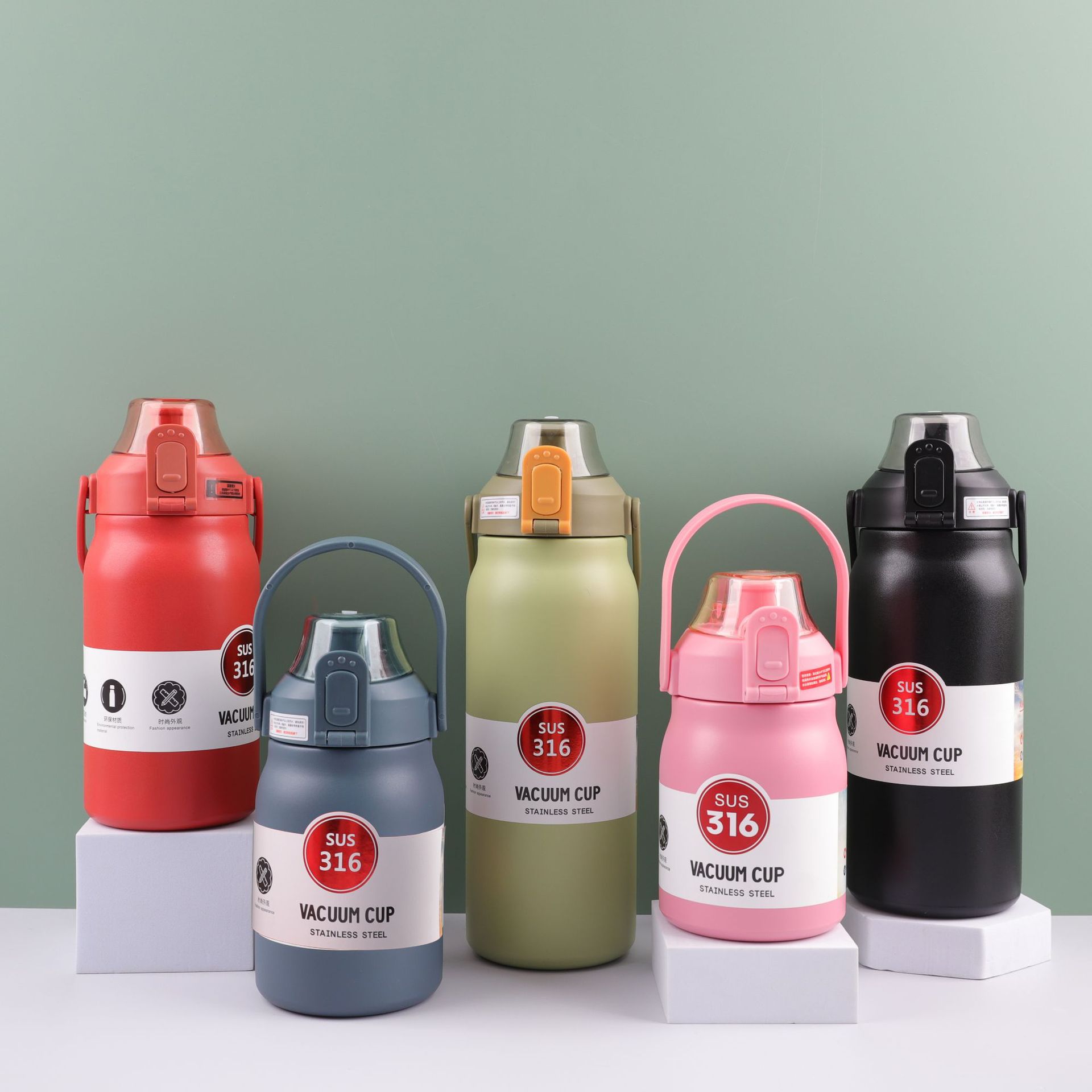 316 stainless steel insulated cup, portable water bottle, large-capacity sports water bottle, portable bouncing lid water bottle manufacturer wholesale full figure