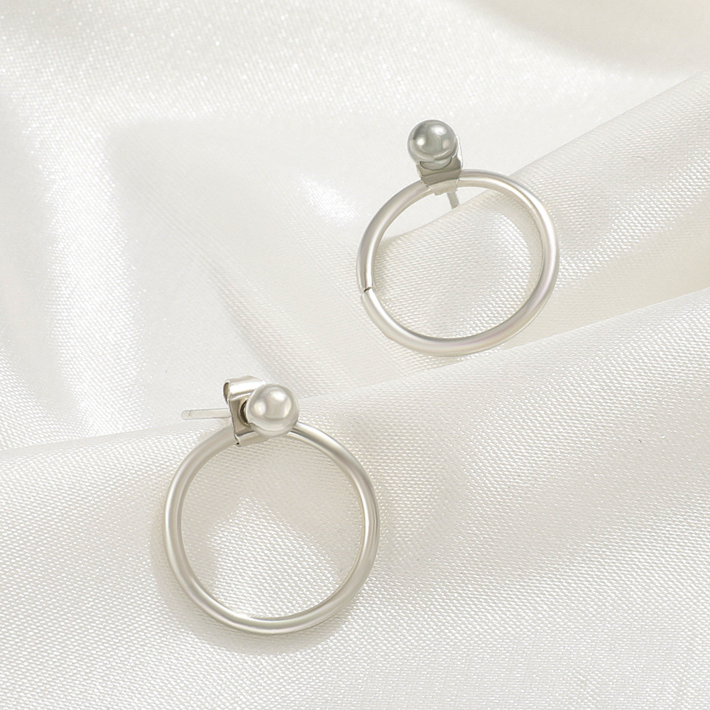 New fashionable coil copper bead metallic texture back-hanging earrings, simple and elegant, circular stud earrings for both men and women Specification drawing