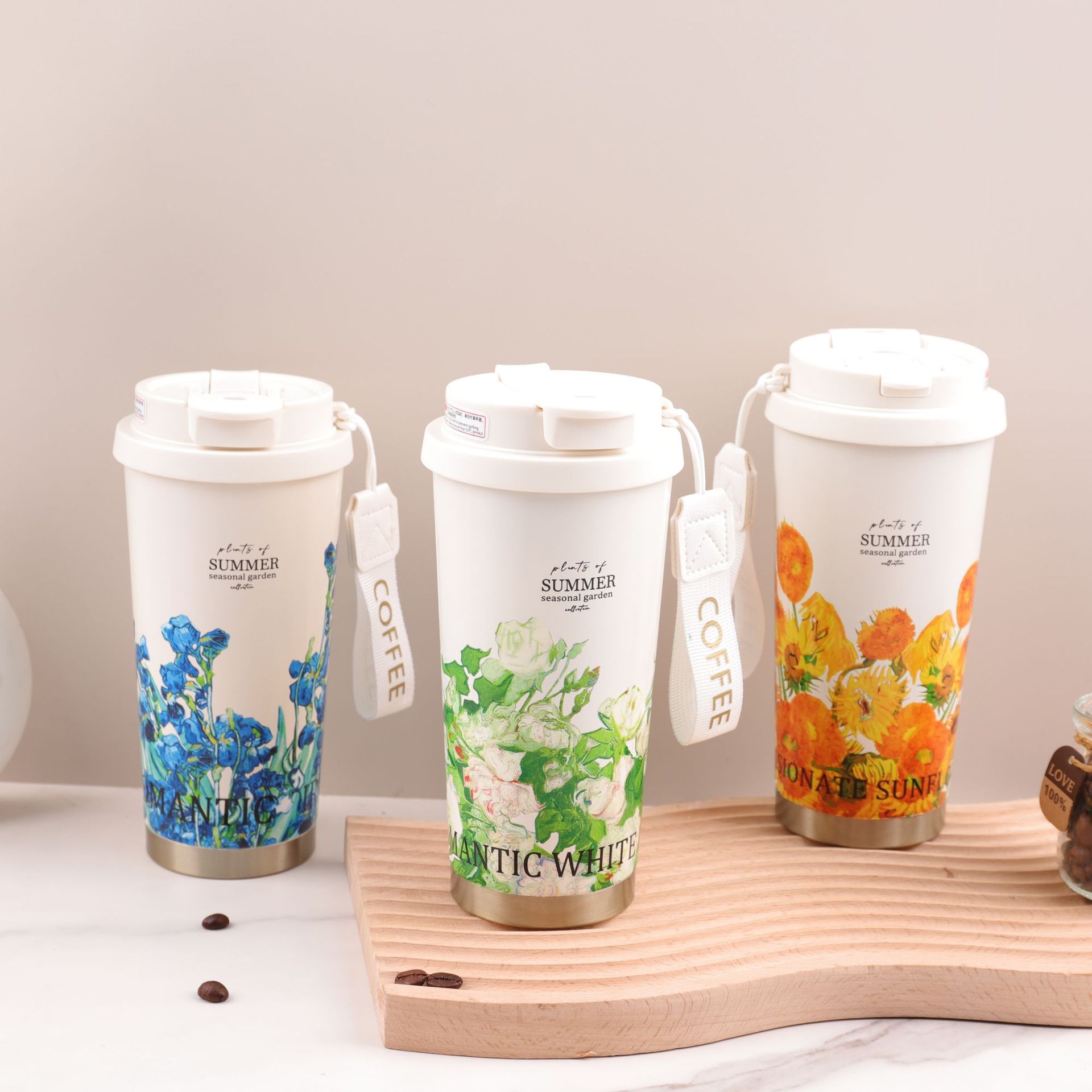 Wholesale of 316 stainless steel insulated cups with high appearance standards, lily of the valley double-drinking straw cups, and car and outdoor gift cups details Picture