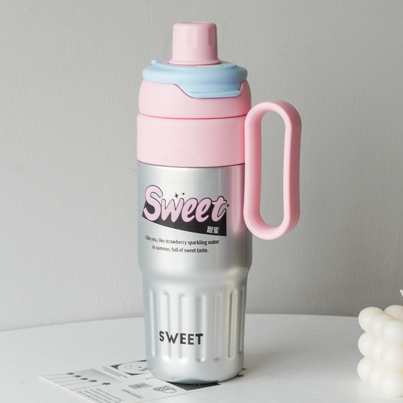 The new winter internet-famous ice King insulated cup has a high appearance level. It is a double-drinking flower tea stainless steel office water cup and a car-carrying cup details Picture