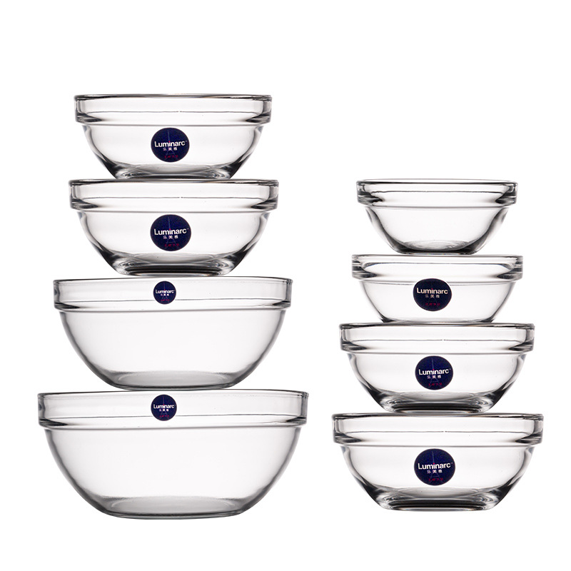 Lemeiya household stackable salad bowls, tempered transparent glass bowls, fruit bowls, heat-resistant and shock-resistant, suitable for microwave ovens Item Picture