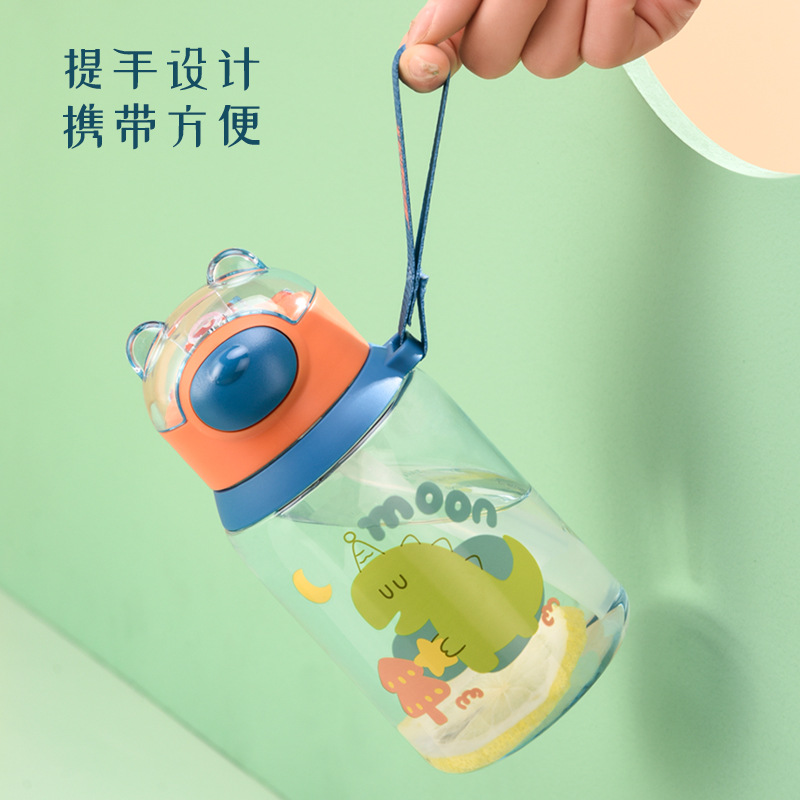 Wholesale of Korean cartoon cute children's water cups, portable leak-proof and durable water bottles, and creative straw cups Specification drawing