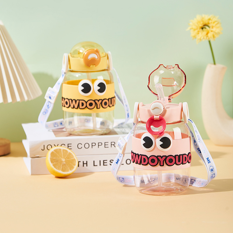 Fuxing Children's water Cup, Summer kindergarten Straw cup, Student Special cartoon plastic drinking cup, portable water bottle Specification drawing
