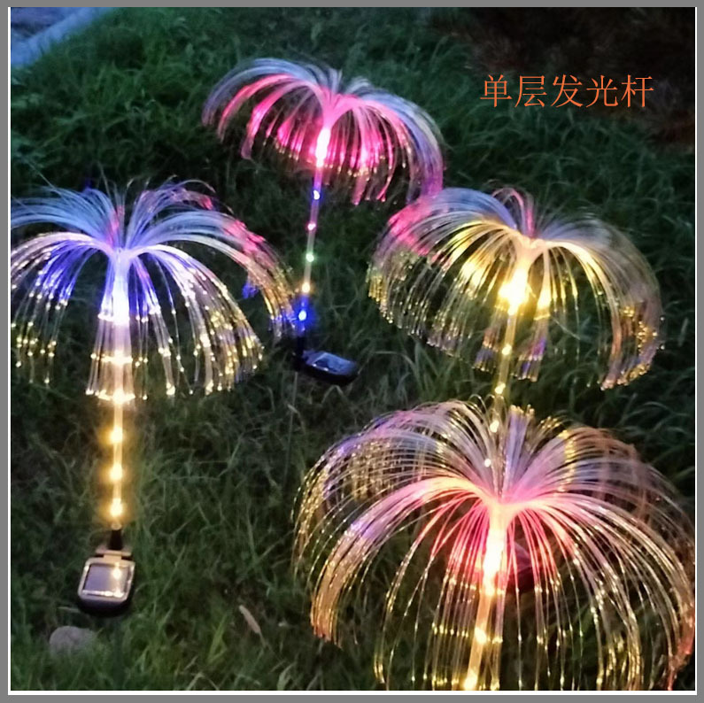 Cross-border outdoor solar fiber optic jellyfish lawn light LED single-layer, three-layer and five-layer jellyfish courtyard decoration for festivals full figure