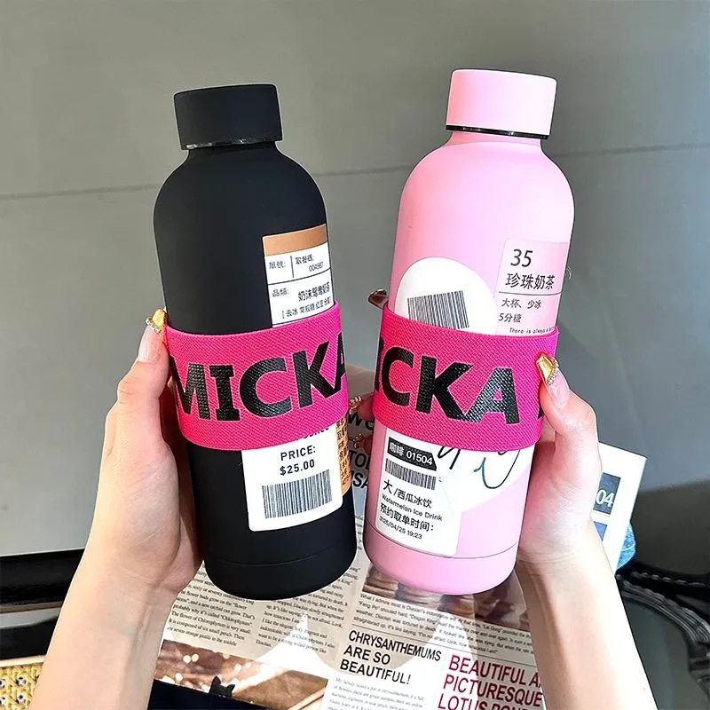 Simple and high-appearance-level large-capacity insulated cup, 500ml, 304 stainless steel water cup for men and women, portable, ins campus full figure