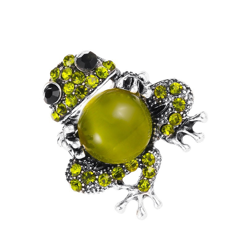 New cute and adorable pet jewelry: cat's eye stone cute frog earrings, elastic ring, exaggerated toad sweater chain Item Picture