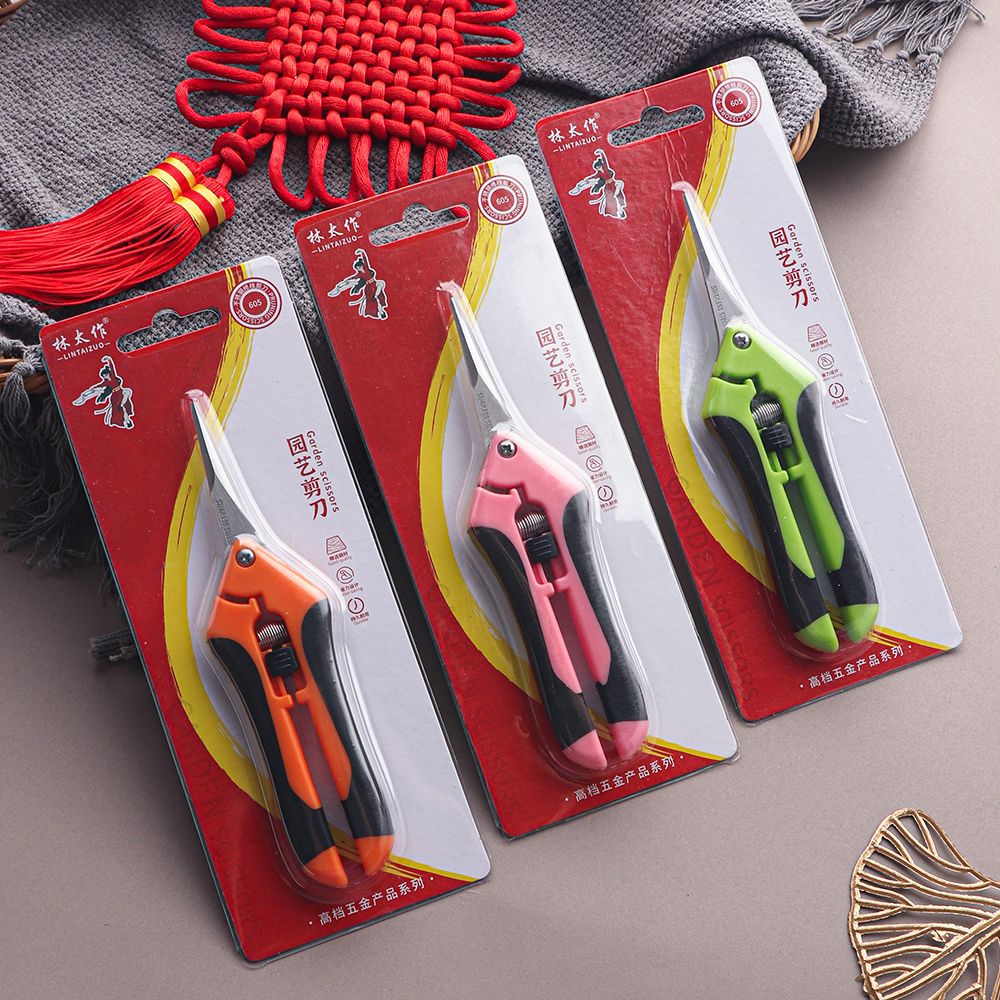 Lin Taizuo brand's ultra-high-end customized hard card rebound fruit picking scissors, stainless steel pointed tip flower art pruning shears Specification drawing