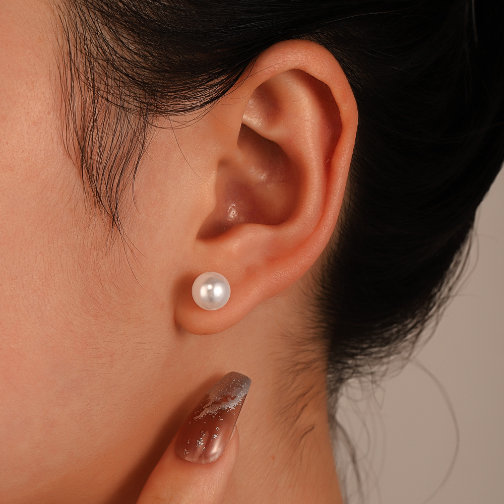 European and American simple imitation pearl stud earrings, fashionable, small and elegant, Korean personality earrings, round pearl earrings wholesale full figure