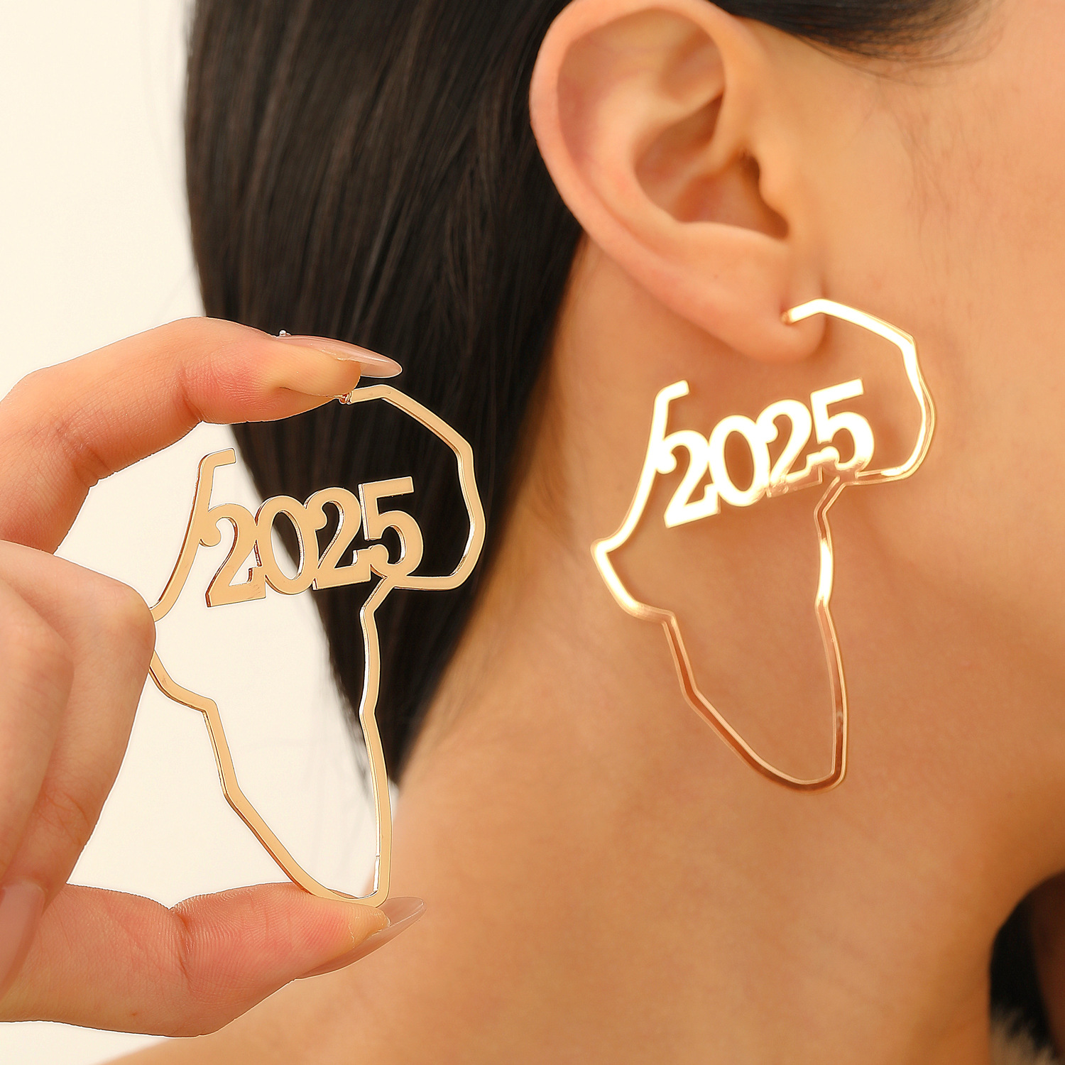 Cross-border 2025 Digital Earrings, fashionable metal star earrings, earrings, accessories, New Year Festival Party gifts, earrings details Picture