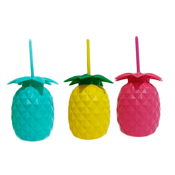 New best-selling factory direct sales plastic-shaped straw cups, pineapple water cups with straws, popular milk tea and juice cups Item Picture