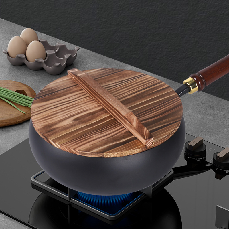 Cross-border traditional large-bellied pot, household non-stick pot, hand-forged multi-functional cast iron pot, small wok for stir-frying and stewing soup details Picture