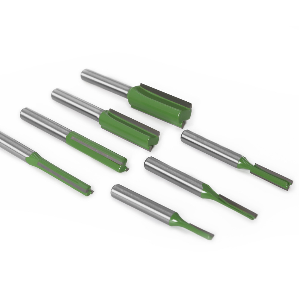1/4 handle 6-handle two-in-one grooving knife, single-edge double-edge straight knife, grooving knife, trimming machine tool head, woodworking milling cutter Application Scenario