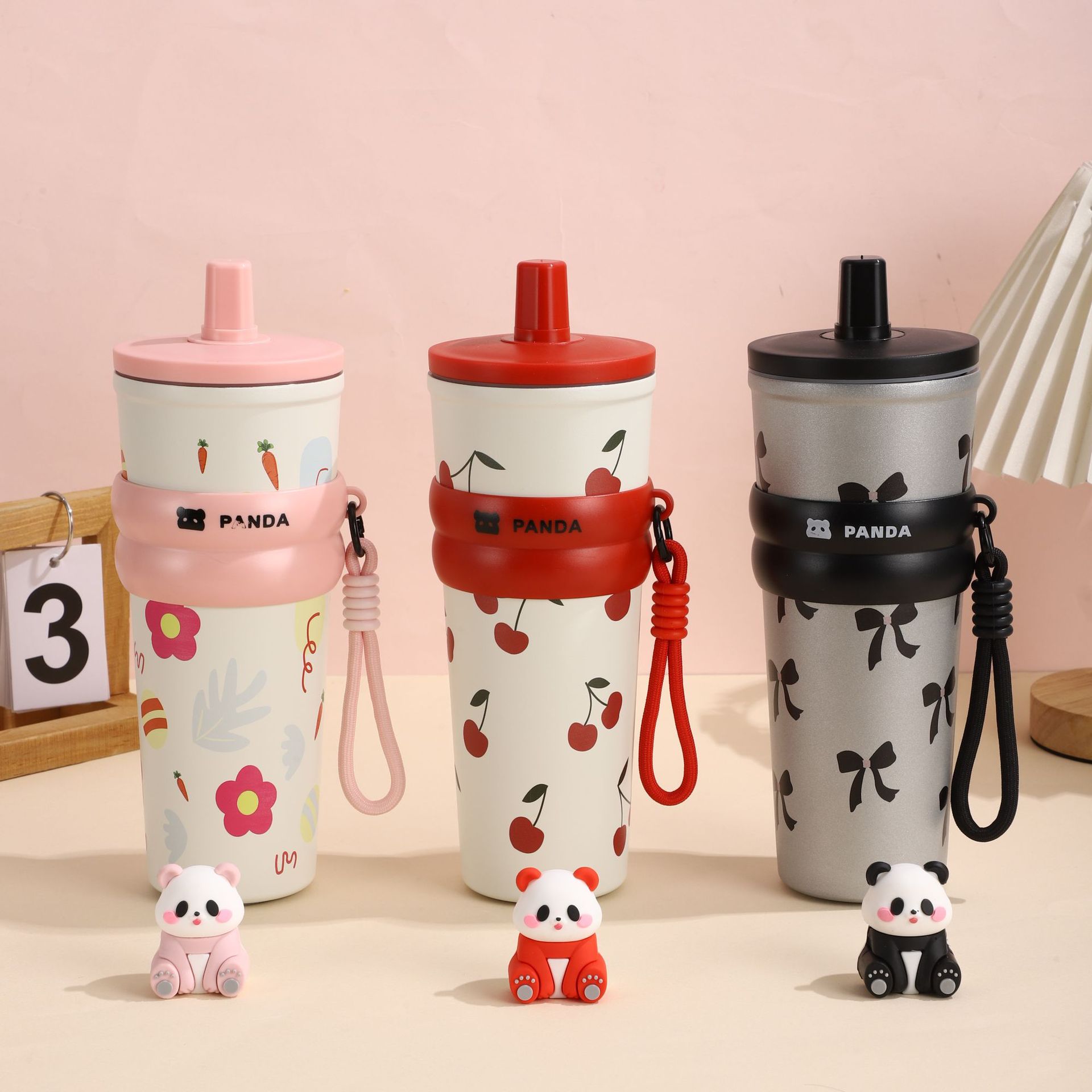Cute panda Ice King Cup, 316 stainless steel insulated cup, student cartoon, high appearance level, portable car straw water cup Specification drawing