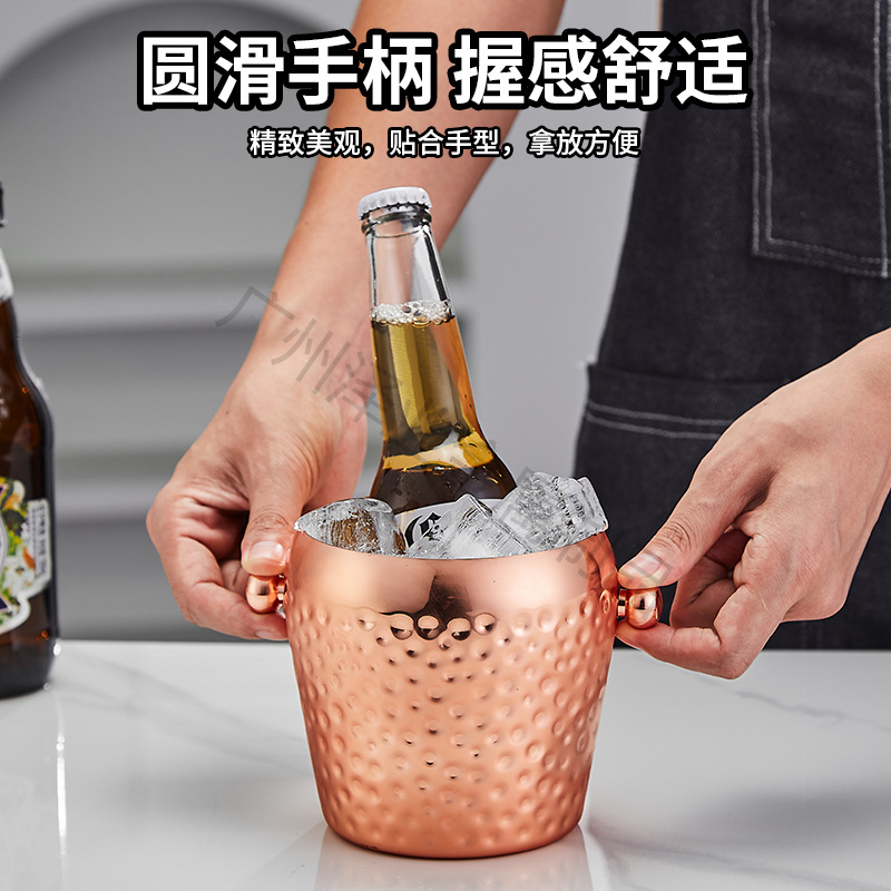 Cross-border 304 stainless steel ice bucket, bar, KTV, champagne, beer, red wine, ice granule bucket, ice cube bucket, creative ice bucket Specification drawing