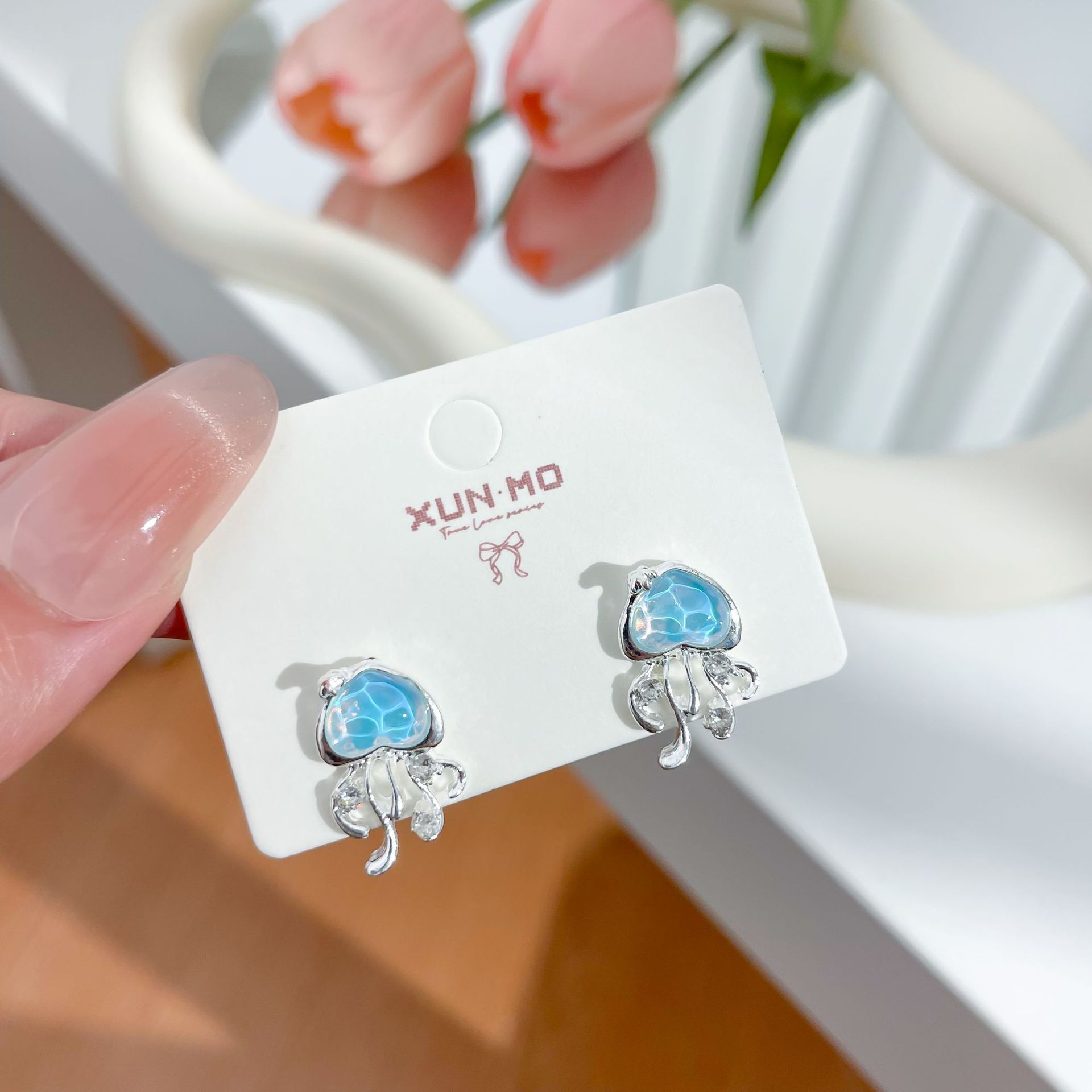 Ocean starfish long tassel earrings, women's stud earrings, niche design, gentle and fresh, sea blue summer women's earrings Specification drawing