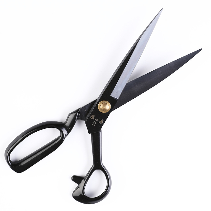 Zhang Xiaquan scissors, clothing large scissors, 9-12 inch fabric cutting and garment cutting industrial scissors, anti-rust black and white head tailor scissors Specification drawing