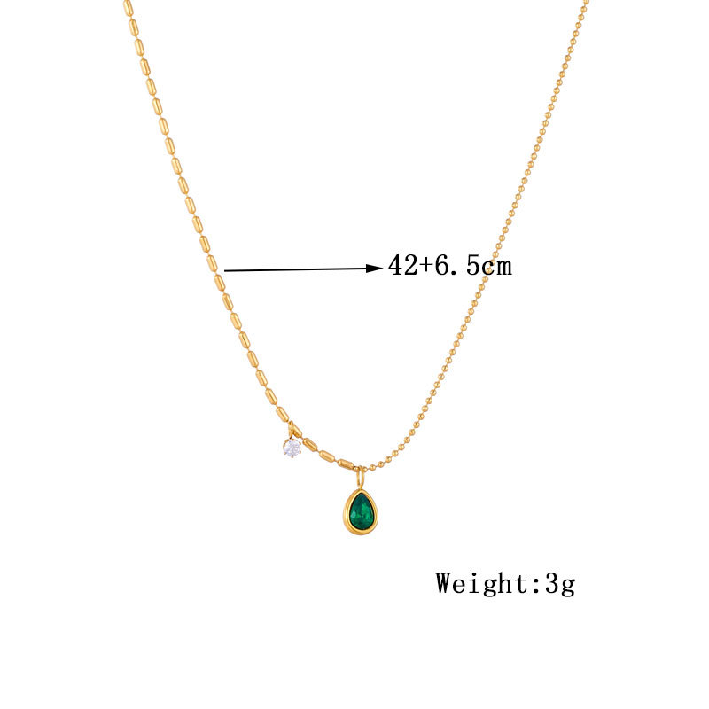 European and American fashion, simple and commuting, retro and high-end style, collarbone chain, green diamond water drop accessory chain necklace Application Scenario