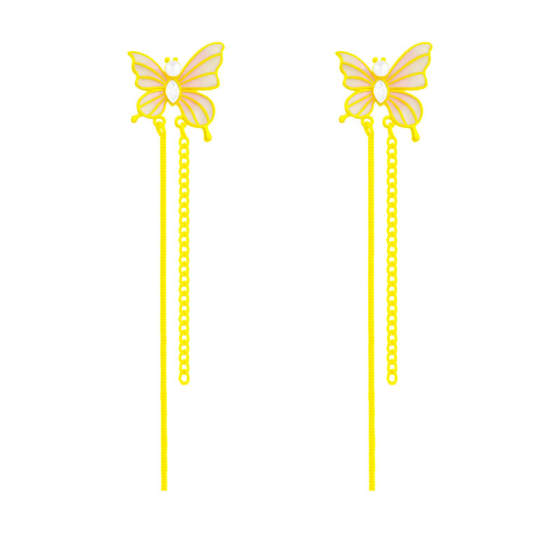 S925 Silver Needle French Romantic and Fresh Earrings, summer high-end stud earrings, light luxury style butterfly tassel earrings Item Picture
