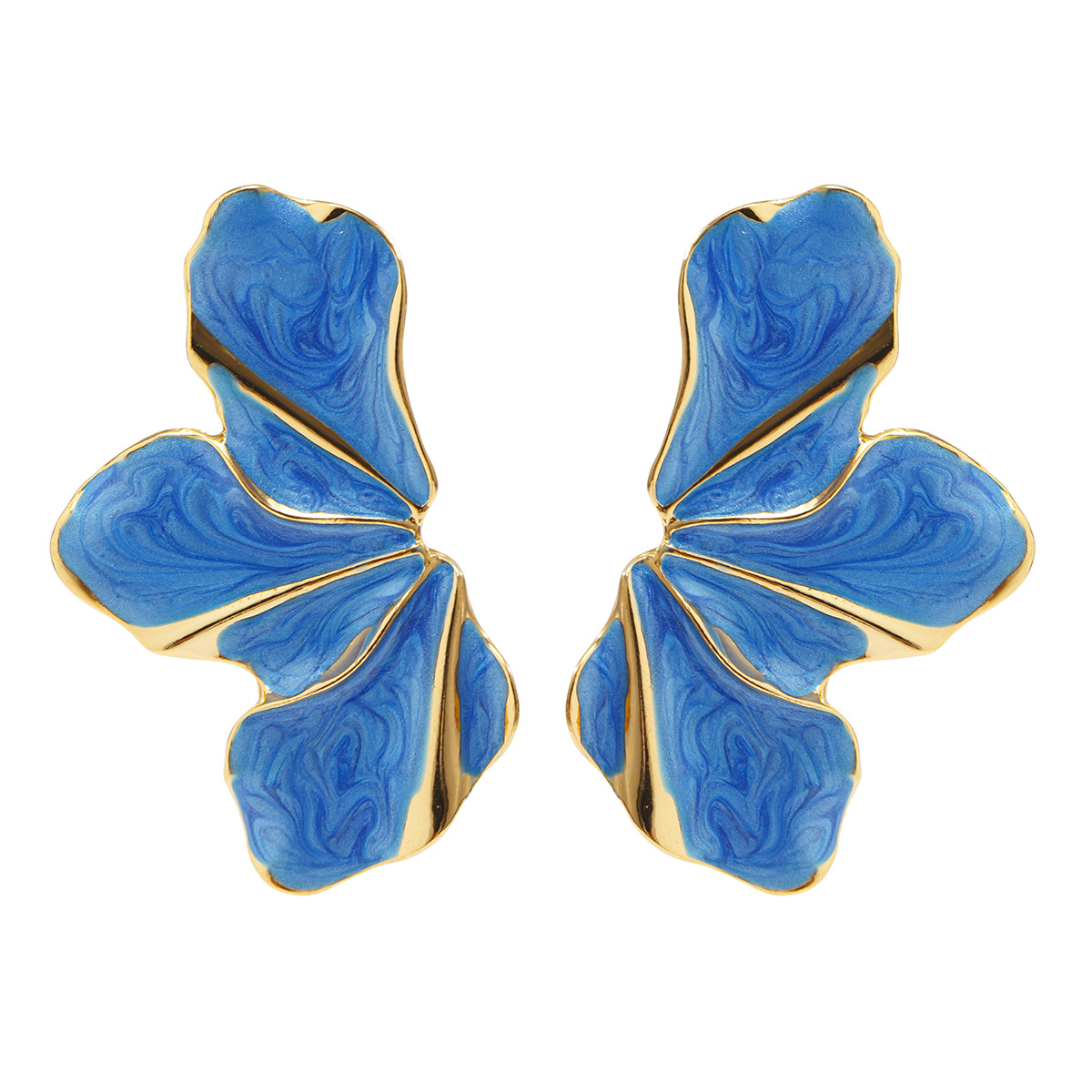 European and American style, grand vacation design, oil-dripping floral geometric stud earrings, cross-border bestseller, fashionable flower gradient earrings Item Picture