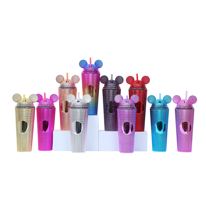 New cross-border factory direct supply large-capacity water cup, creative and prickly durian cup, fashionable cat-ear plastic straw cup Application Scenario