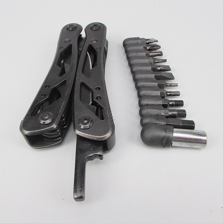【 In Stock 】 Stainless steel hollowed-out blackened multi-functional knife pliers, multi-functional pliers, multi-purpose pliers with screwdriver bits Item Picture