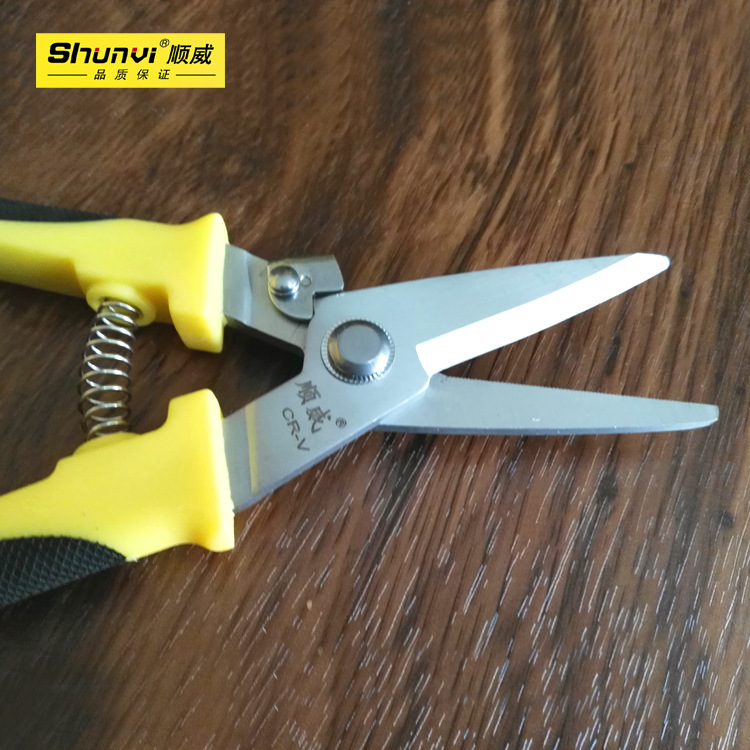 Factory direct sales of 8-inch multi-functional garden shears, iron sheet shears, electronic shears, white-headed straight-cut multi-purpose shears details Picture