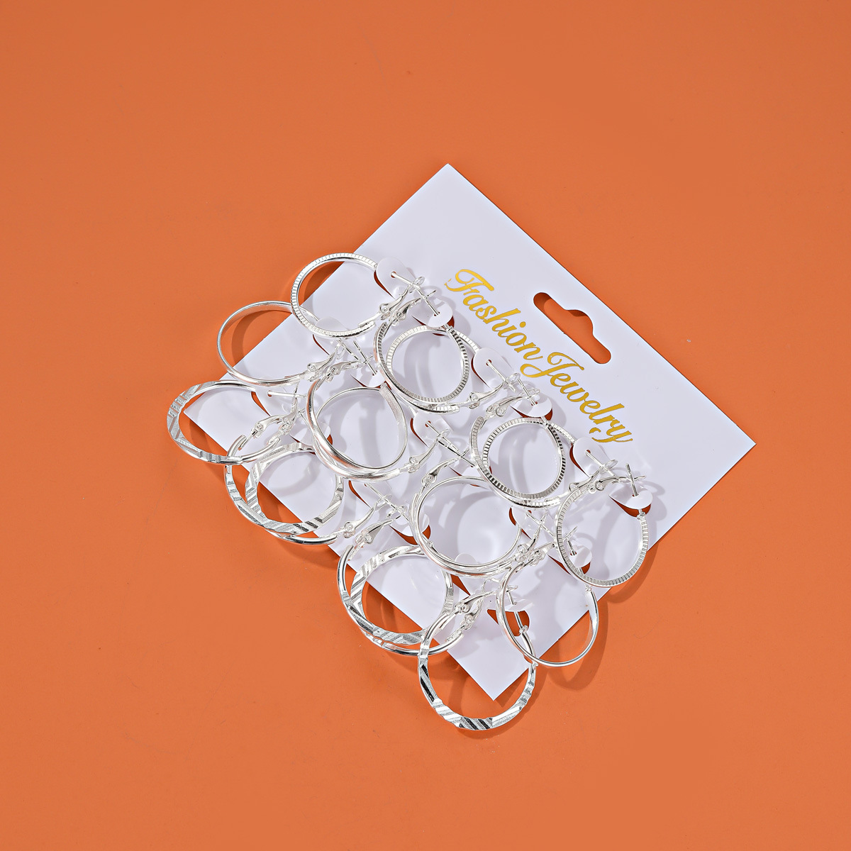Cross-border best-selling earrings: Simple and versatile circle 9-pair earrings, women's European and American style personalized combination card stud earrings details Picture