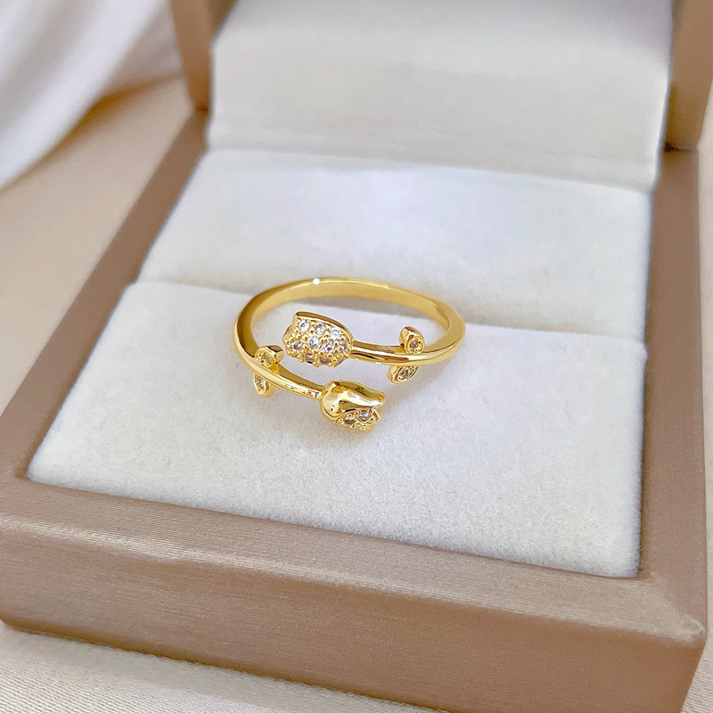 【 Real Gold 】 Rose full diamond ring with adjustable opening, simple jewelry, Japanese-style ring couple rings Application Scenario