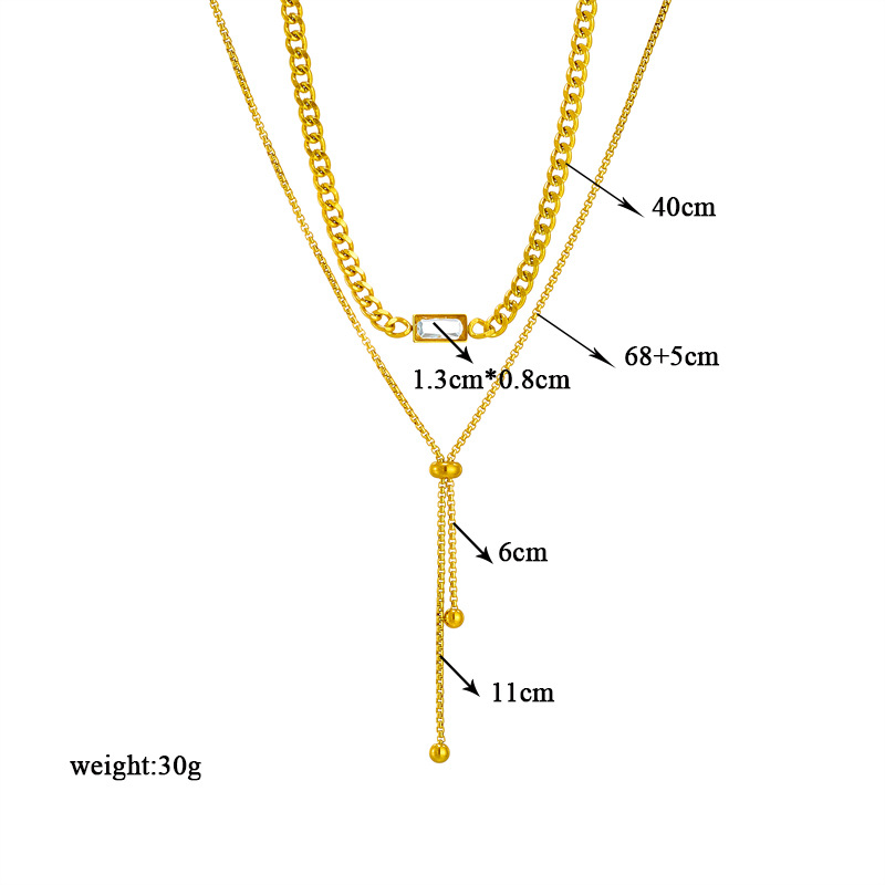 A high-end and simple double-layer titanium steel jewelry necklace with an irregular pull-out chain in a Korean style that is both fashionable and cold Application Scenario