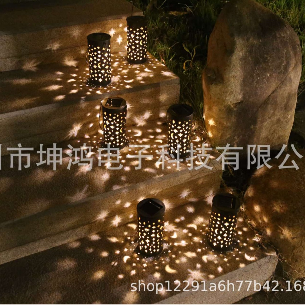 Cross-border e-commerce supply of best-selling solar-powered retro courtyard decorative plastic star and moon floor inserts Specification drawing