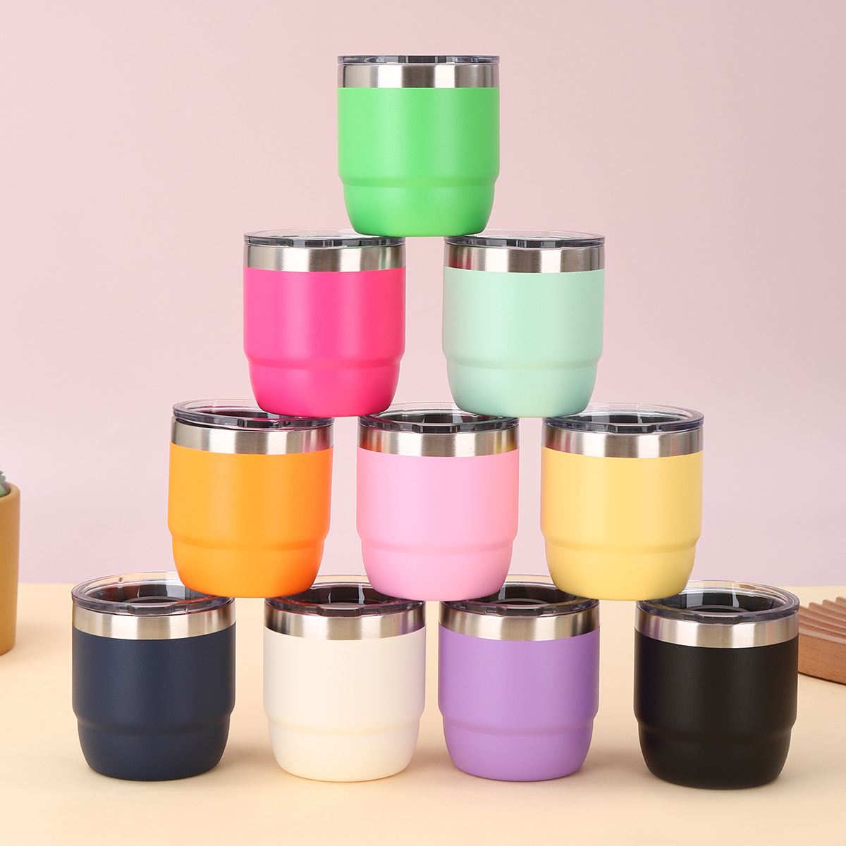 New cross-border stainless steel insulated cup, simple and small car cup, ice king cup, mini coffee cup, portable eggshell cup details Picture
