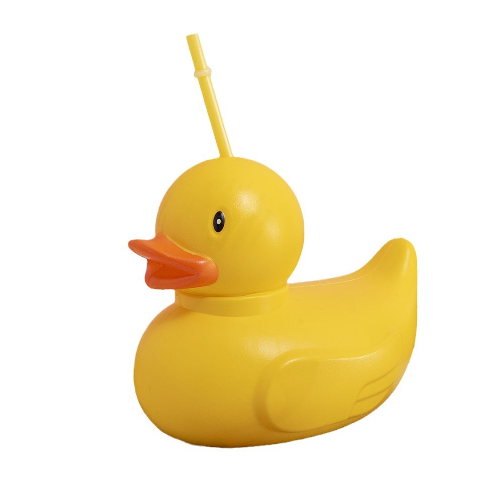 The cross-border bestseller, the big Yellow Duck plastic straw cup, is a cute cartoon outdoor must-have with a large capacity of 1000ml Item Picture