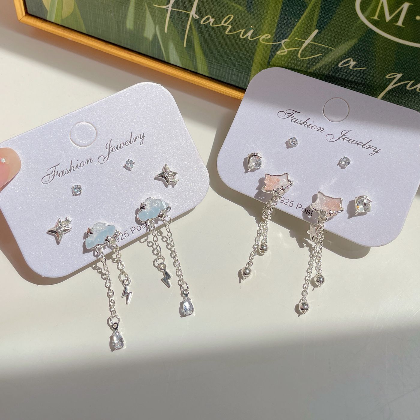 Sweet and exquisite crystal butterfly tassel earrings, women's silver needle, niche cloud, high-end, light luxury, simple and versatile earrings full figure