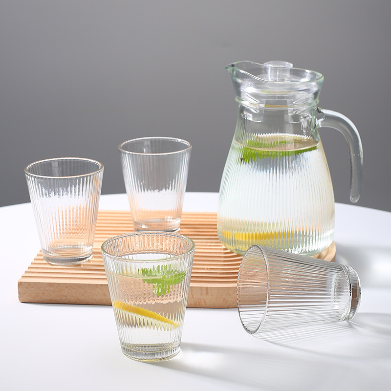 Glass cold water kettle set, one kettle with four cups of water, gift box, simple glass cup, store anniversary gift wholesale, tea kettle full figure