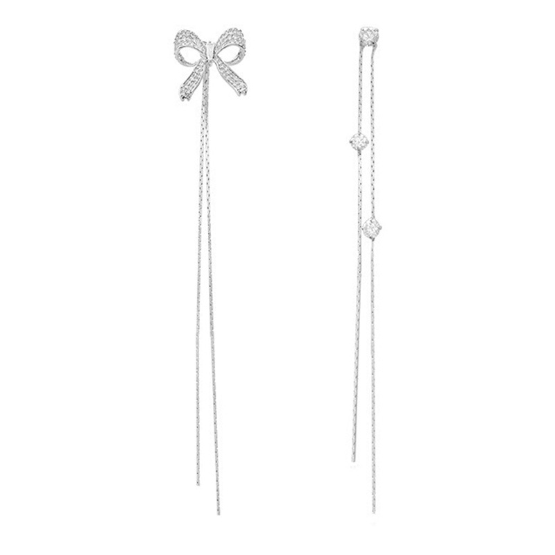 New Korean version bow tassel earrings, fashionable and elegant, exquisite stud accessories, women's niche design earrings wholesale Item Picture