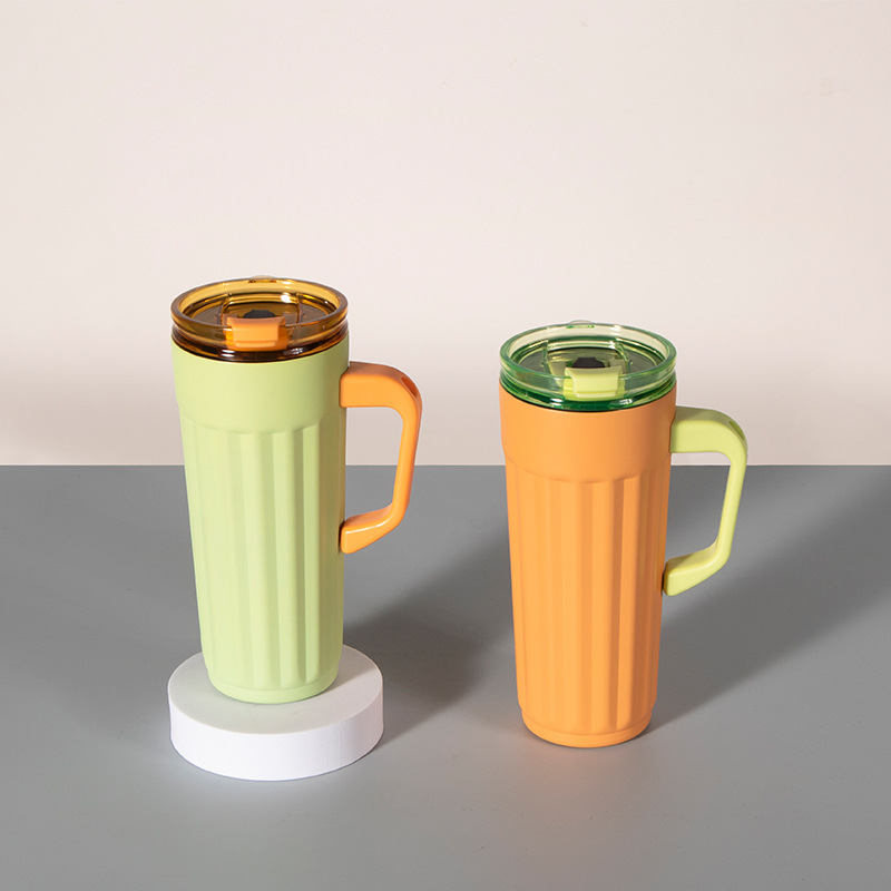 New exclusive private mold 520ml vertical handle coffee cup, stainless steel insulated cup, straw coffee cup details Picture